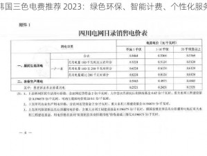 韩国三色电费推荐 2023：绿色环保、智能计费、个性化服务