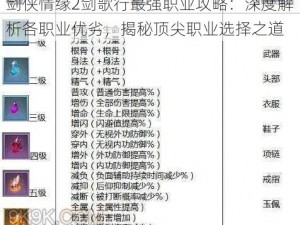 剑侠情缘2剑歌行最强职业攻略：深度解析各职业优劣，揭秘顶尖职业选择之道