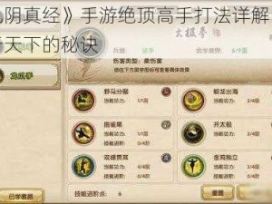 《九阴真经》手游绝顶高手打法详解：无敌于天下的秘诀