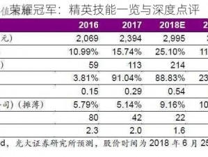 荣耀冠军：精英技能一览与深度点评