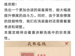 装备洗练玩法深度解析：策略技巧与进阶指南返回搜虎为精品攻略之篇章