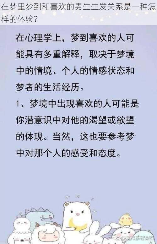 在梦里梦到和喜欢的男生生发关系是一种怎样的体验？