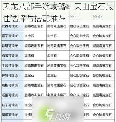 天龙八部手游攻略：天山宝石最佳选择与搭配推荐