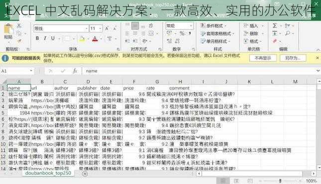 EXCEL 中文乱码解决方案：一款高效、实用的办公软件