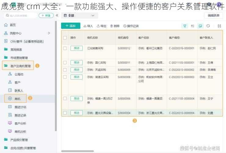 成免费 crm 大全：一款功能强大、操作便捷的客户关系管理软件