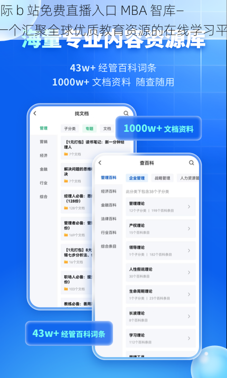 国际 b 站免费直播入口 MBA 智库——一个汇聚全球优质教育资源的在线学习平台
