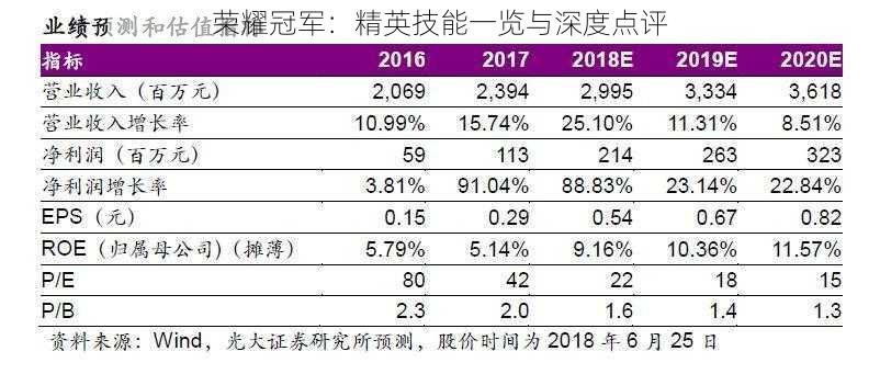 荣耀冠军：精英技能一览与深度点评