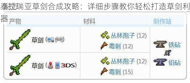 泰拉瑞亚草剑合成攻略：详细步骤教你轻松打造草剑利器