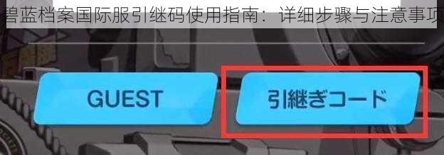 碧蓝档案国际服引继码使用指南：详细步骤与注意事项