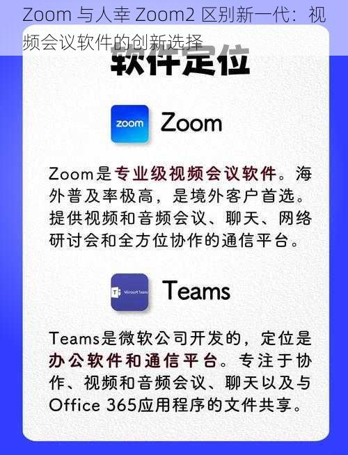 Zoom 与人幸 Zoom2 区别新一代：视频会议软件的创新选择