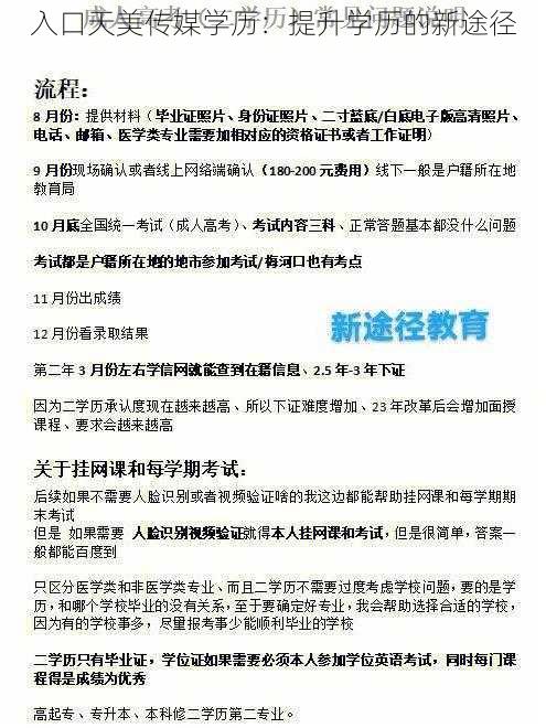 入口天美传媒学历：提升学历的新途径