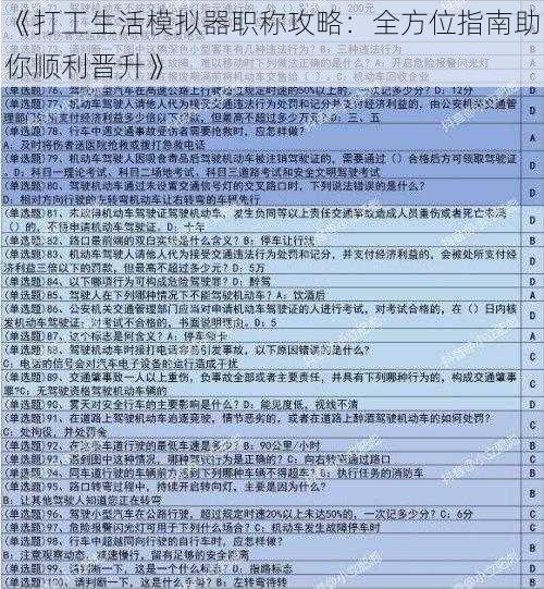 《打工生活模拟器职称攻略：全方位指南助你顺利晋升》